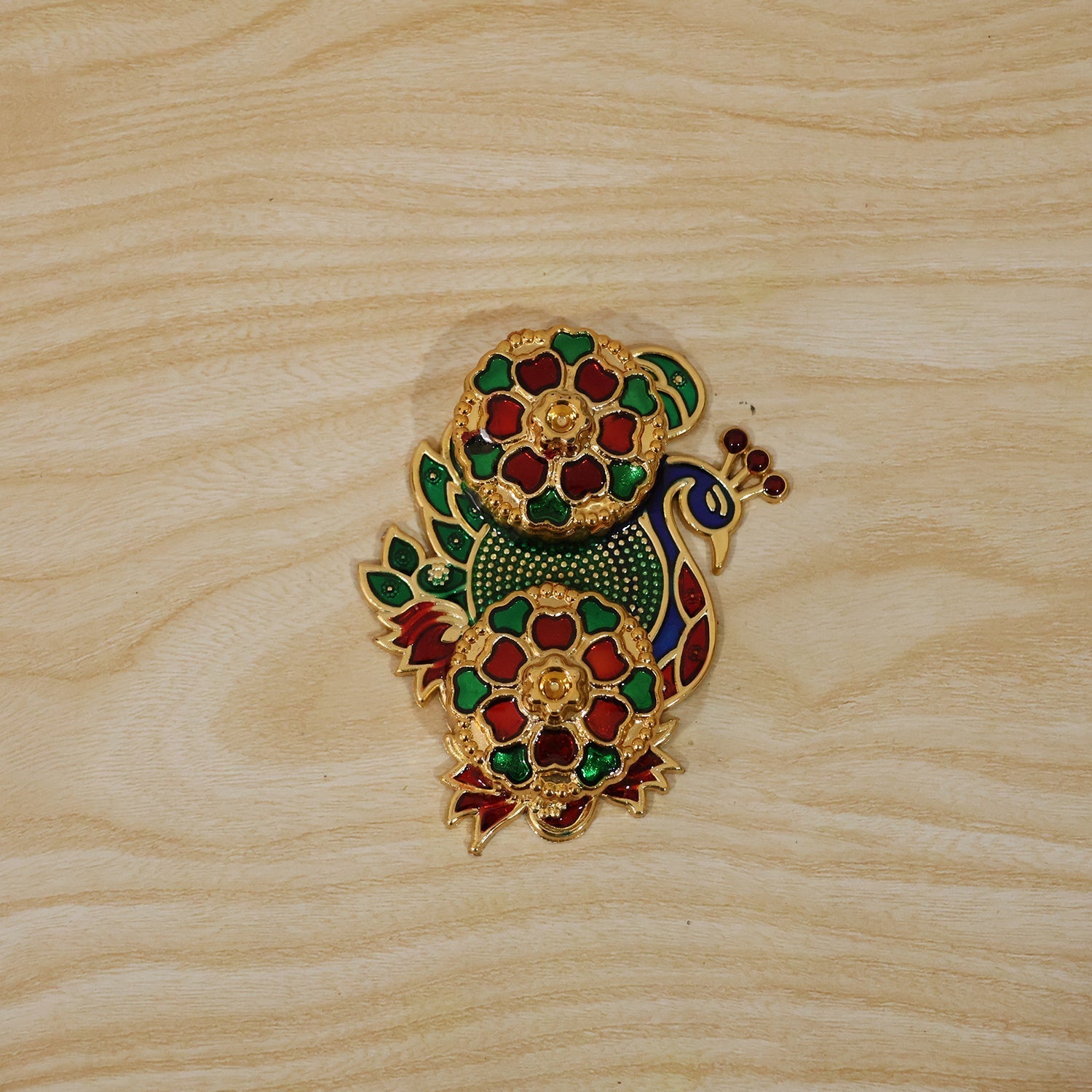 Using peacock kankavati holder for pooja, in home setting