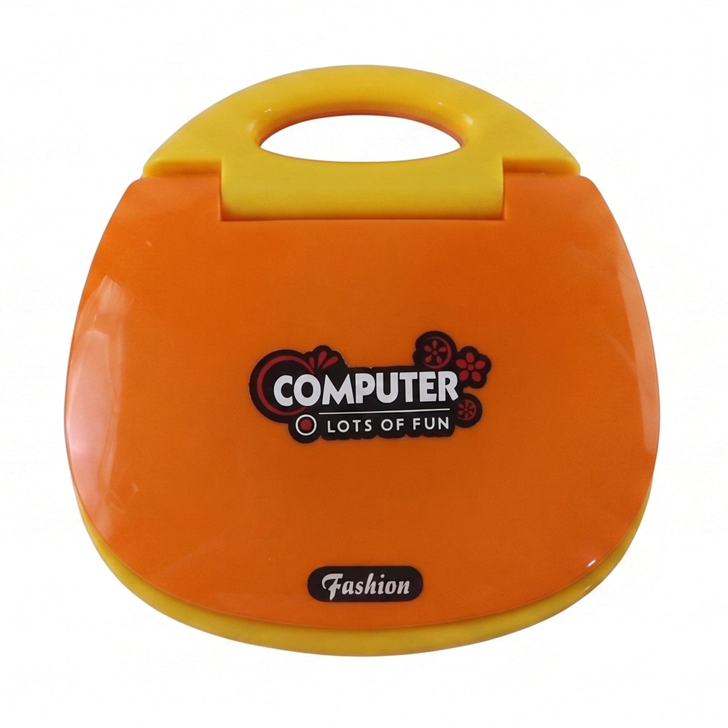 Mini kids laptop toy with size dimensions displayed