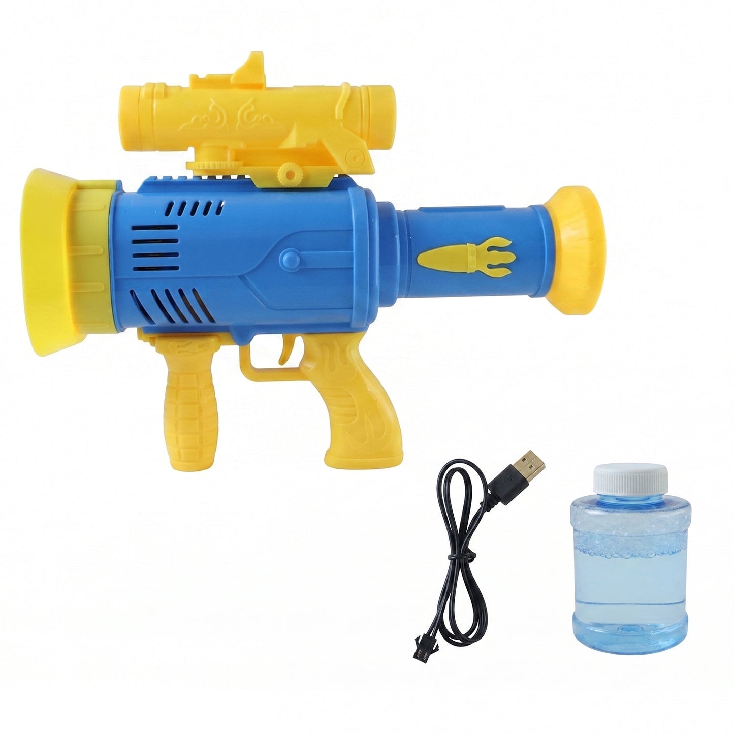 Kids bubble gun with lights in white background