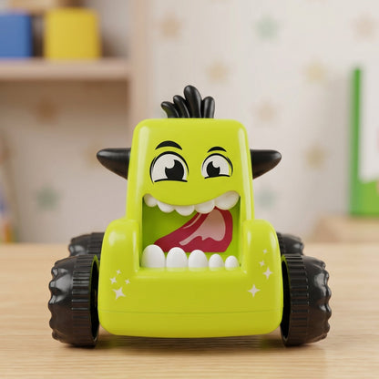 Colorful collection of cartoon monster push back car toys