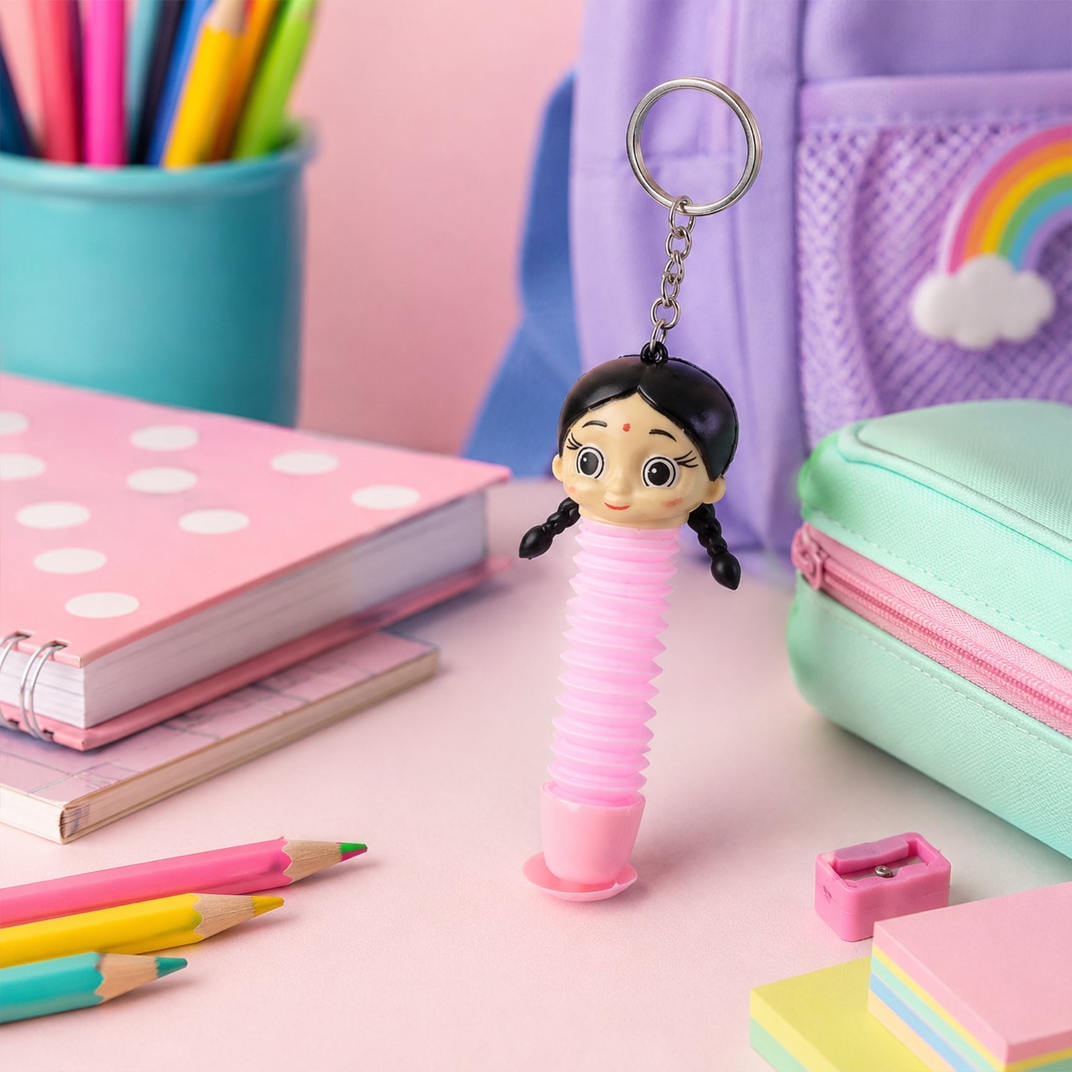 Colorful pop tube stretch cartoon toy for kids