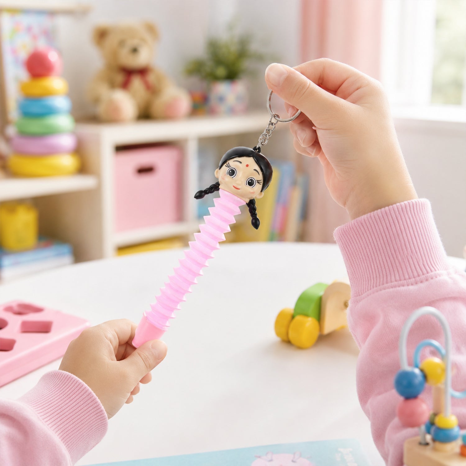 Kids playing with sensory pop tube toy
