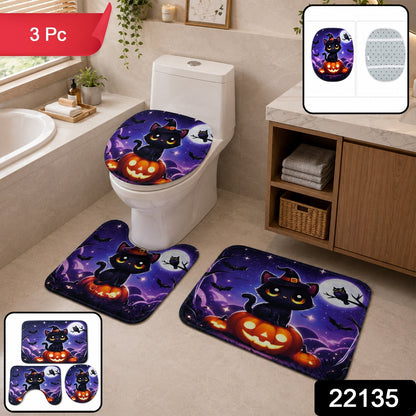 Coordinated bathroom mat set in soft microfiber material