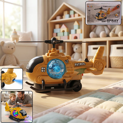 Military spray helicopter toy with lights and music for kids