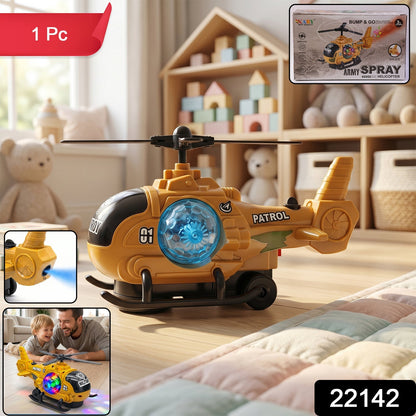 Helicopter toy in packaging box with army theme