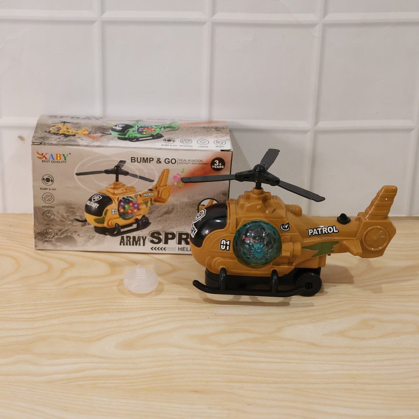 Indoor daily play with helicopter toy