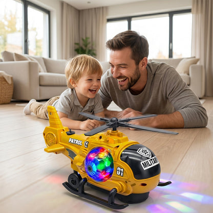 Military helicopter toy kids playing actively