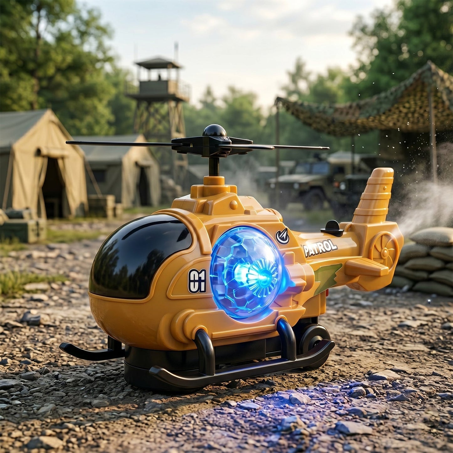 Helicopter toy in use by children indoors