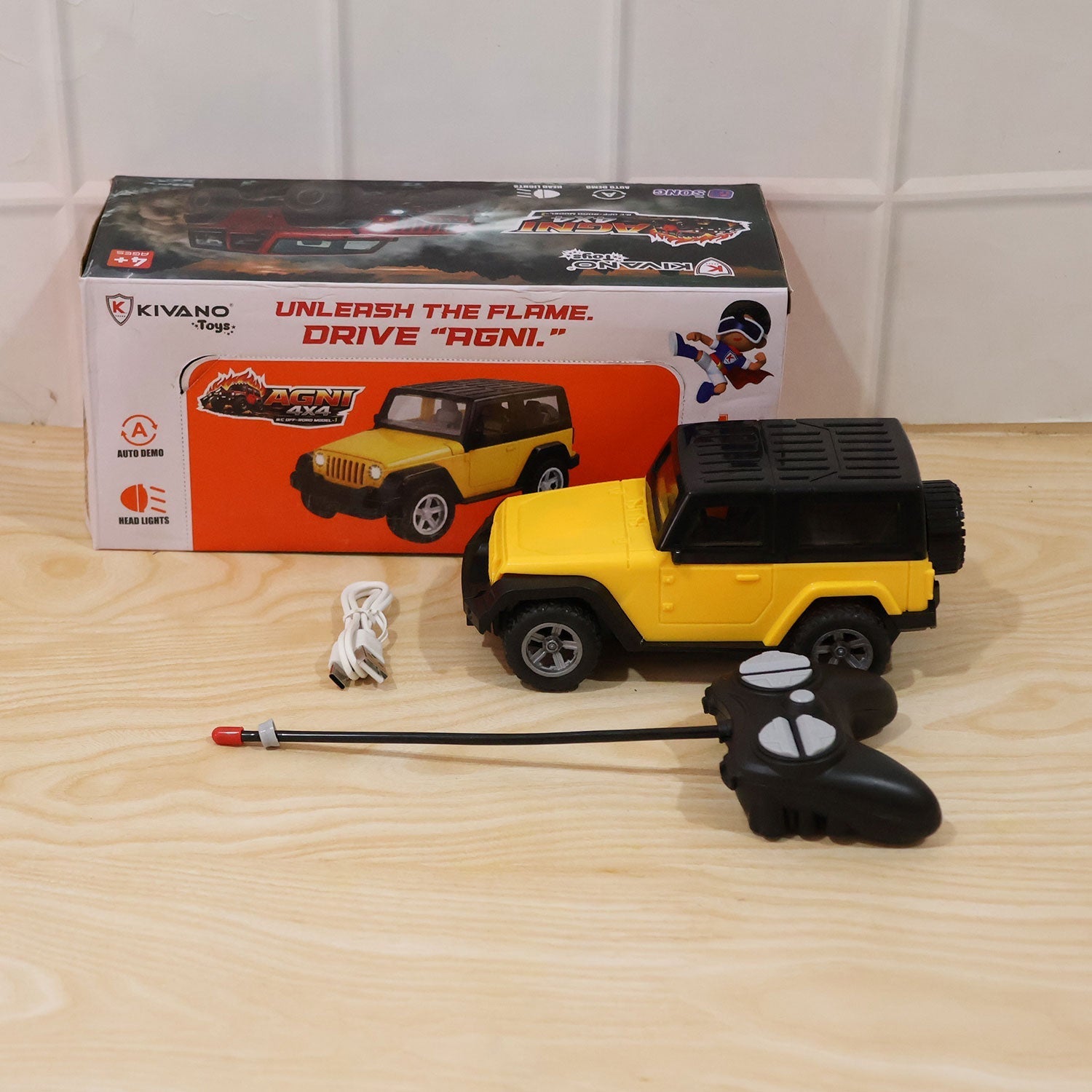 Indoor and outdoor play with RC off-road jeep toy