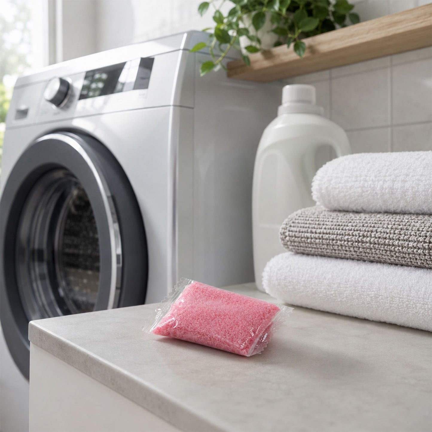 Granules in washing machine drum for cleaning