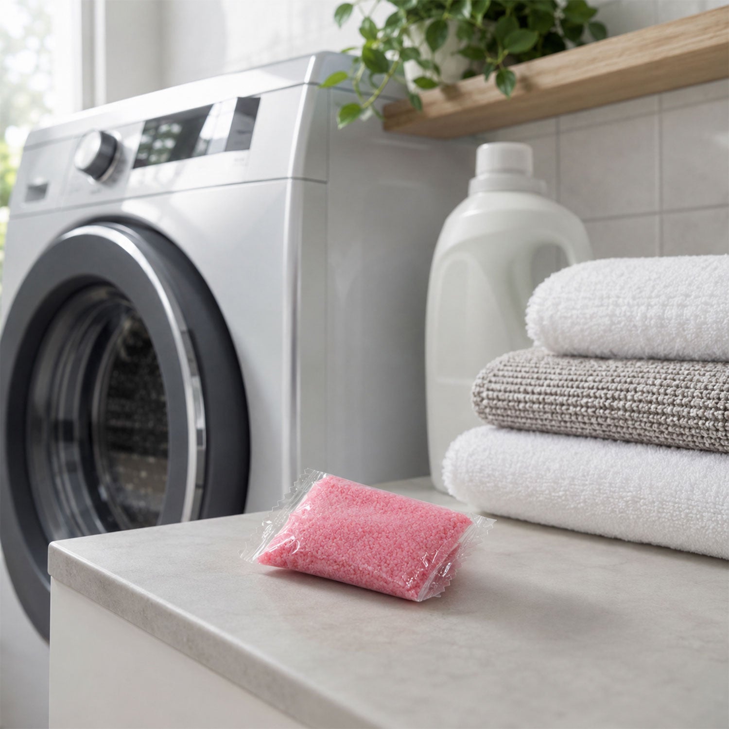 Granules in washing machine drum for cleaning