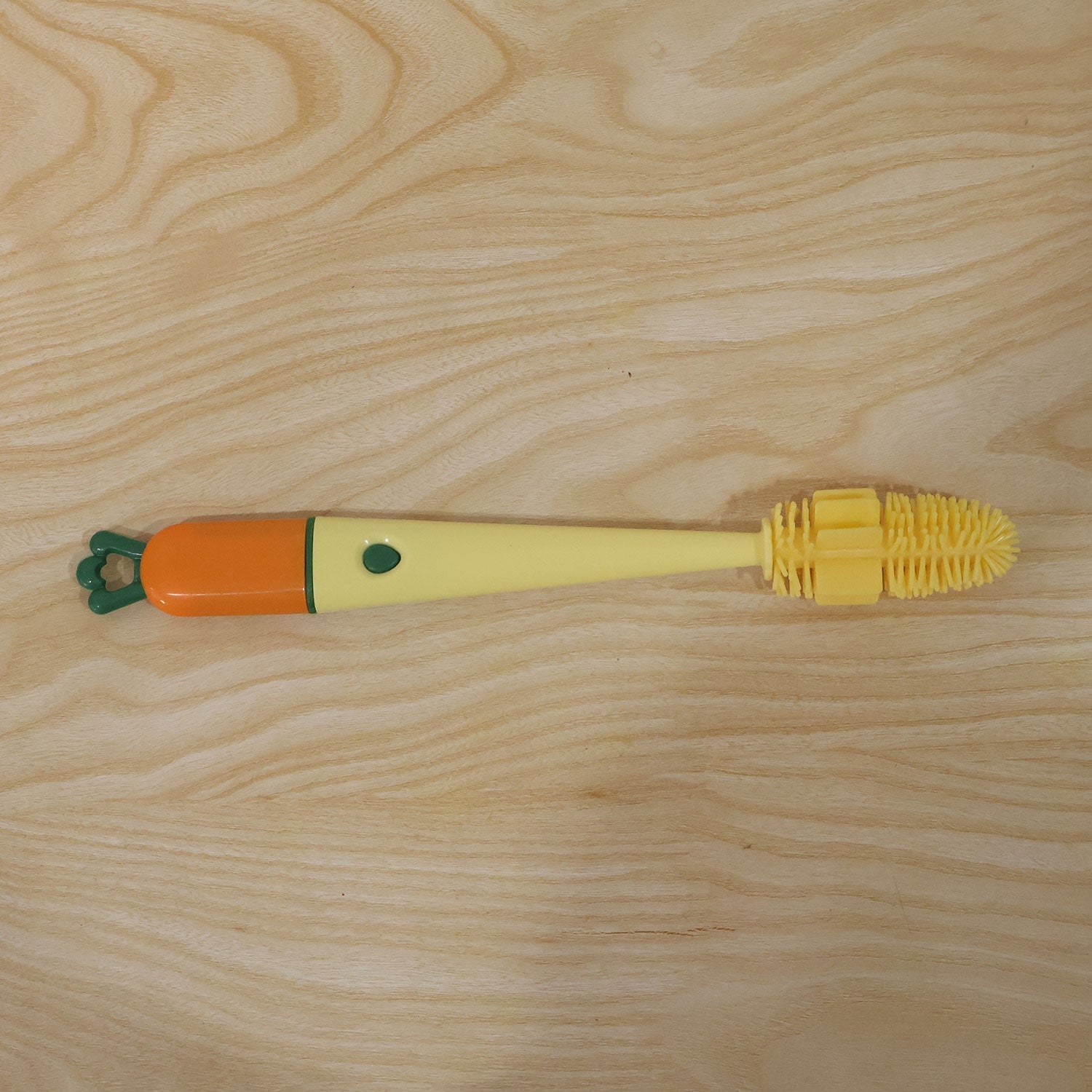 Daily use bottle cleaning brush with silicone bristles