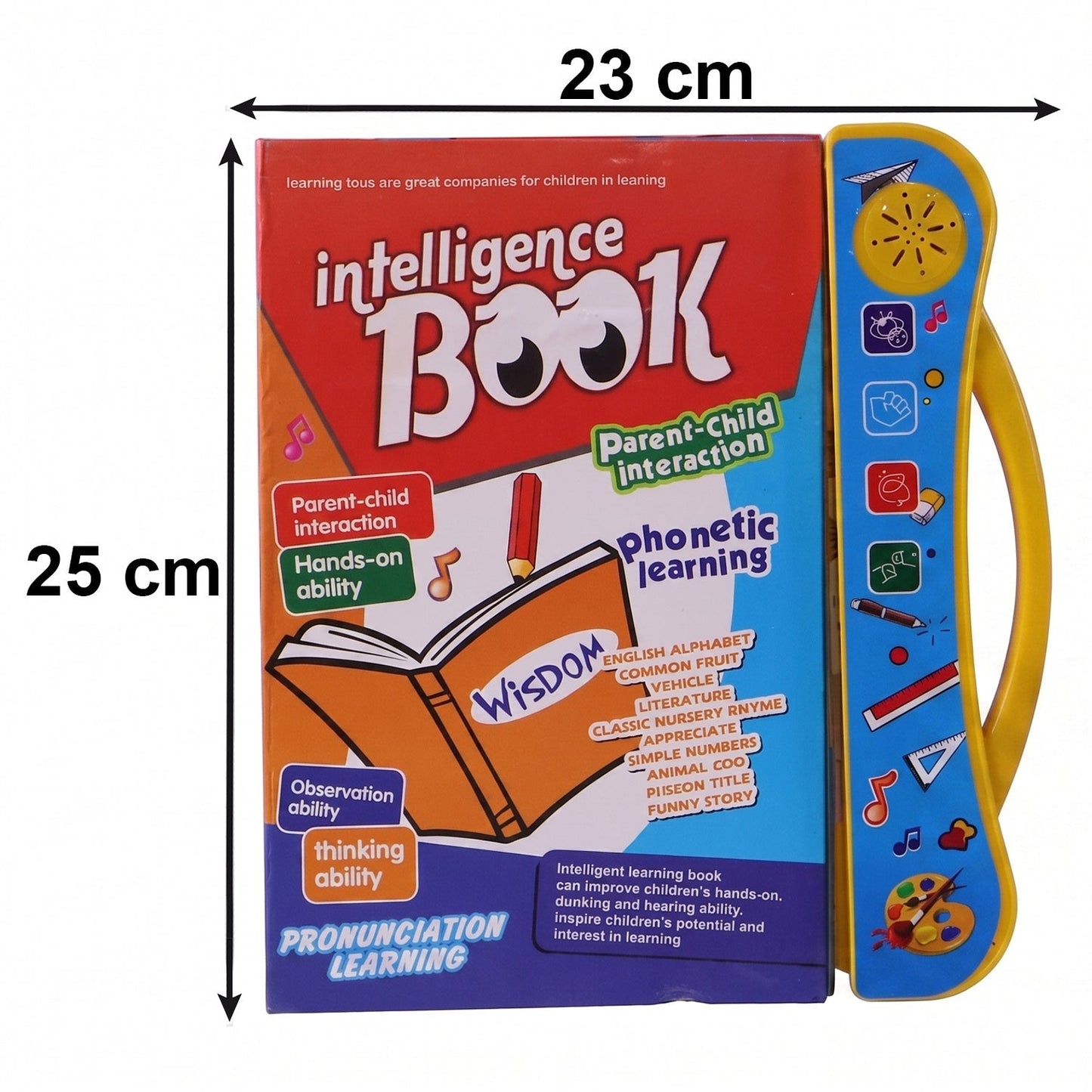 Size guide for the interactive learning book