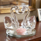 Elegant crystal swan pair showpiece for home decor and gifting