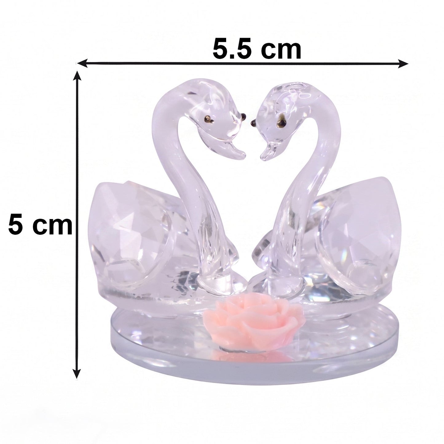 Size guide for crystal swan pair showpiece