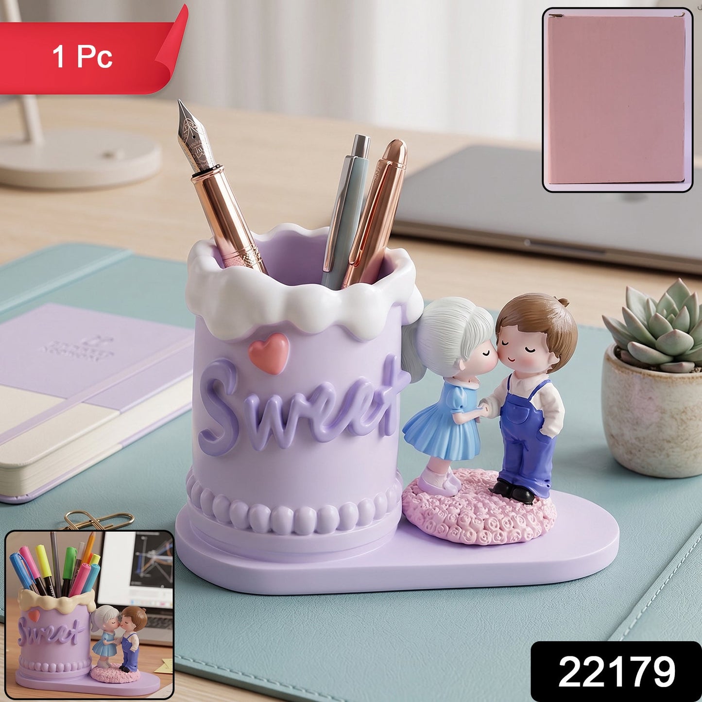 Couple pen holder in retail packaging, ideal for gifting