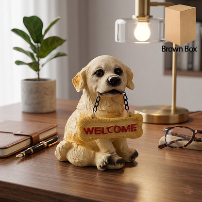 Cute dog welcome statue decorative showpiece for home entrance
