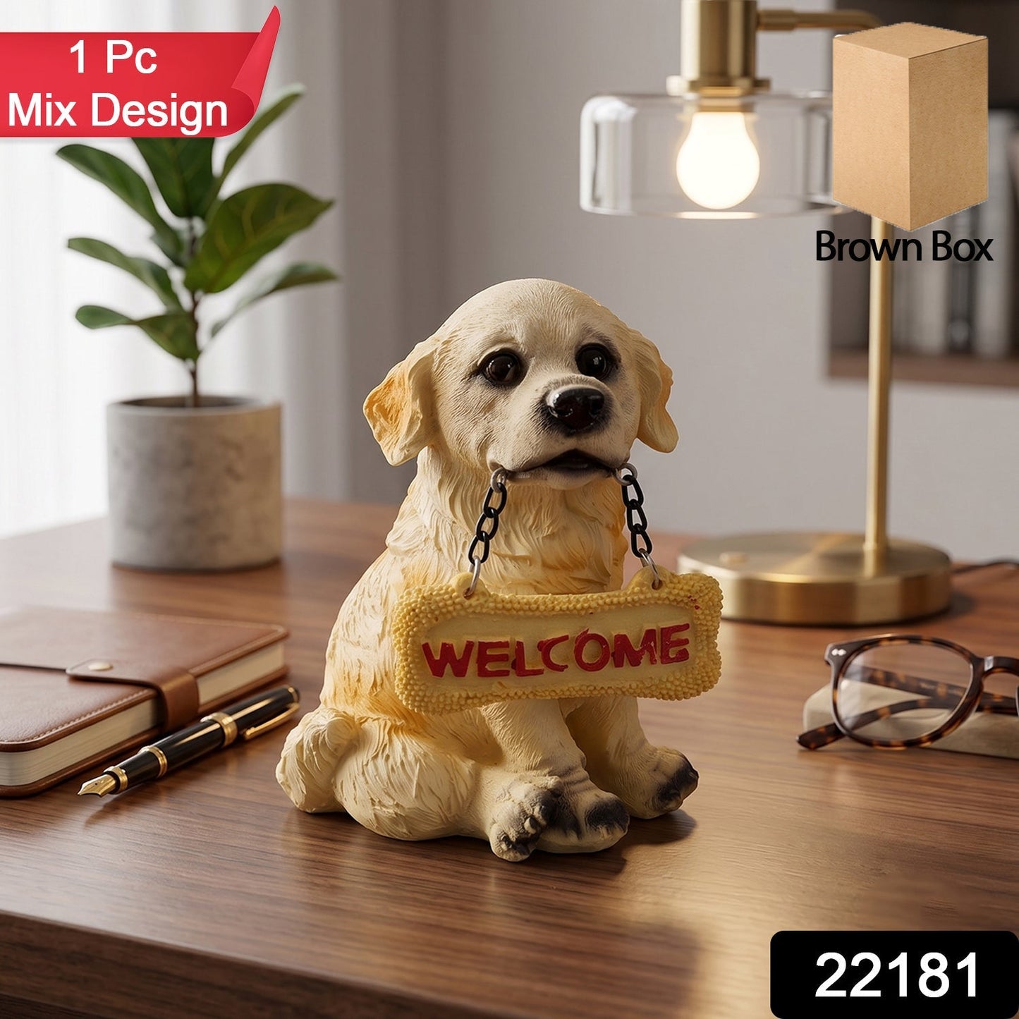 Pack of resin dog figurines for home decor and gift