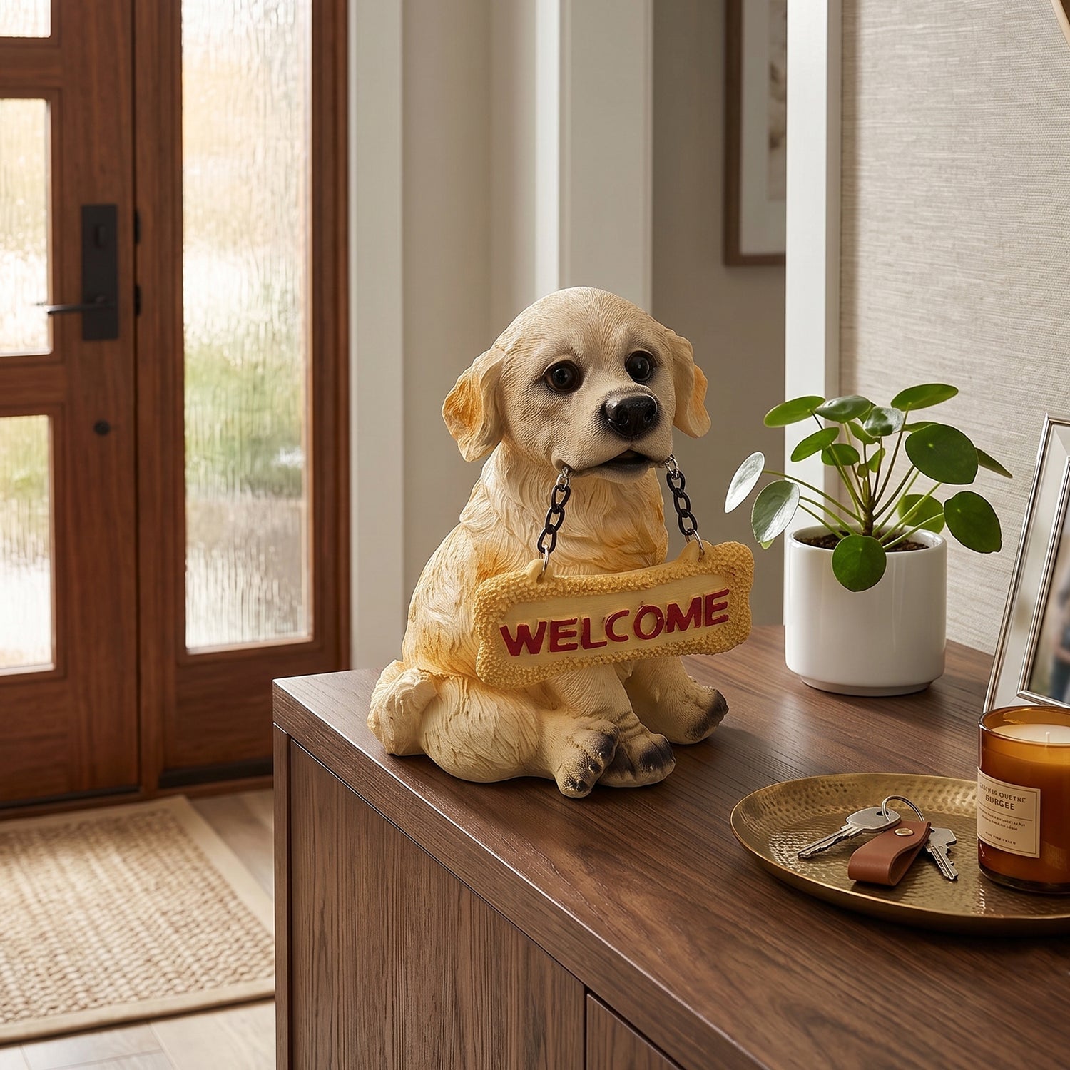 Resin dog figurine for living room or desk decoration