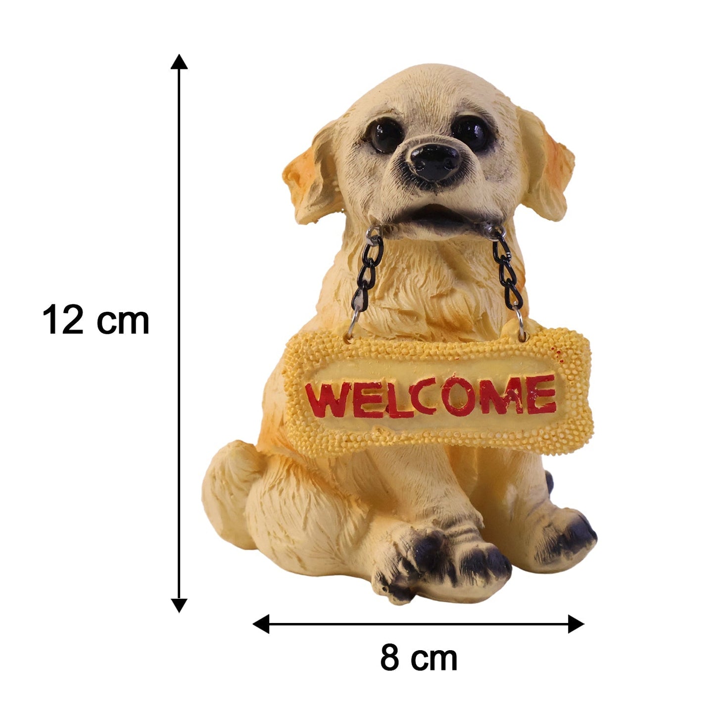 Size guide for decorative dog showpiece in compact size