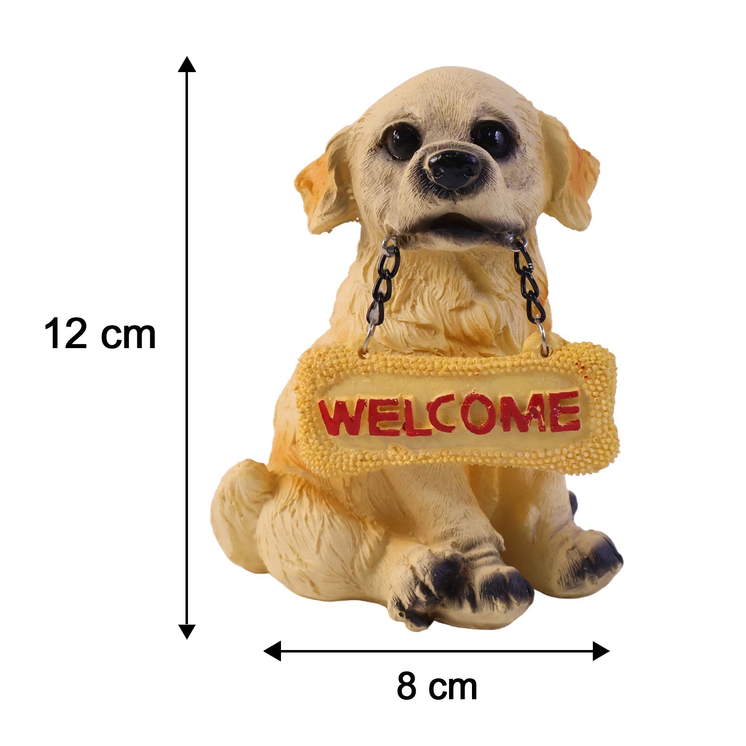 Size guide for decorative dog showpiece in compact size