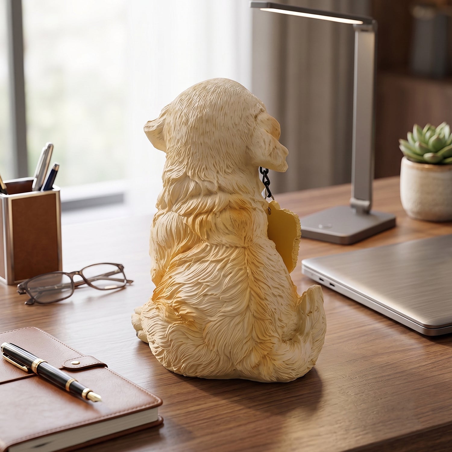 Design of charming resin welcome dog figurine