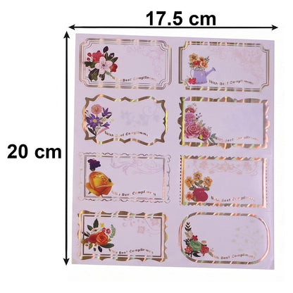 Size guide for floral foil gift tag stickers
