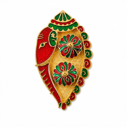 Elegant leaf shaped kumkum holder on white background