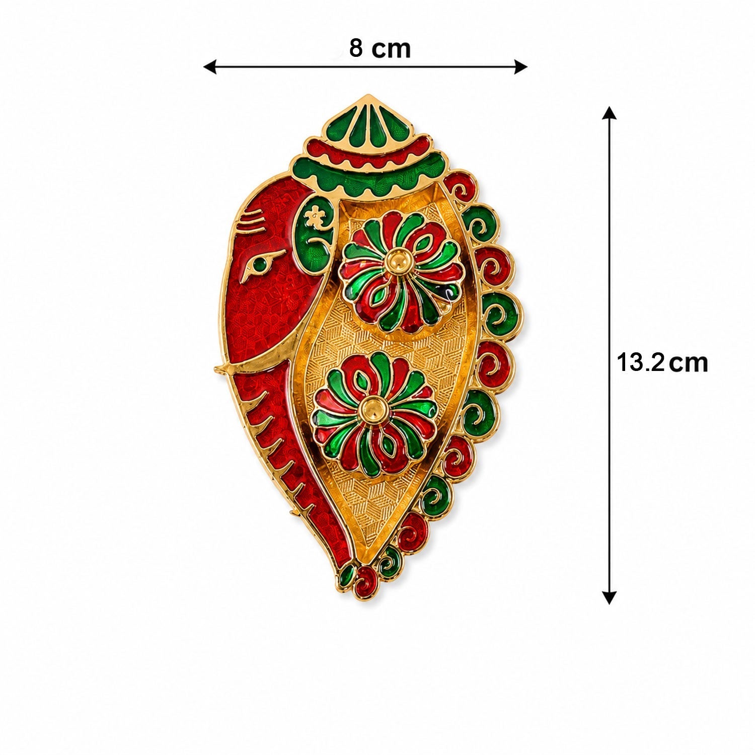 Size guide for leaf shaped kumkum holder