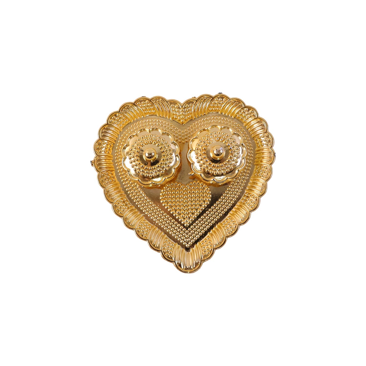 Kumkum holder with white background highlighting golden design