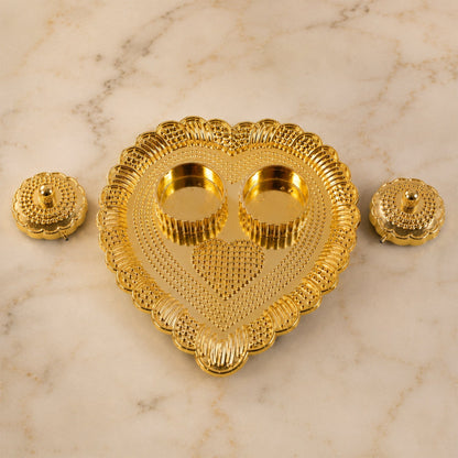 Design view of heart-shaped kumkum holder