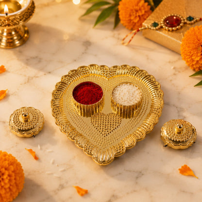 Puja use of heart kumkum holder