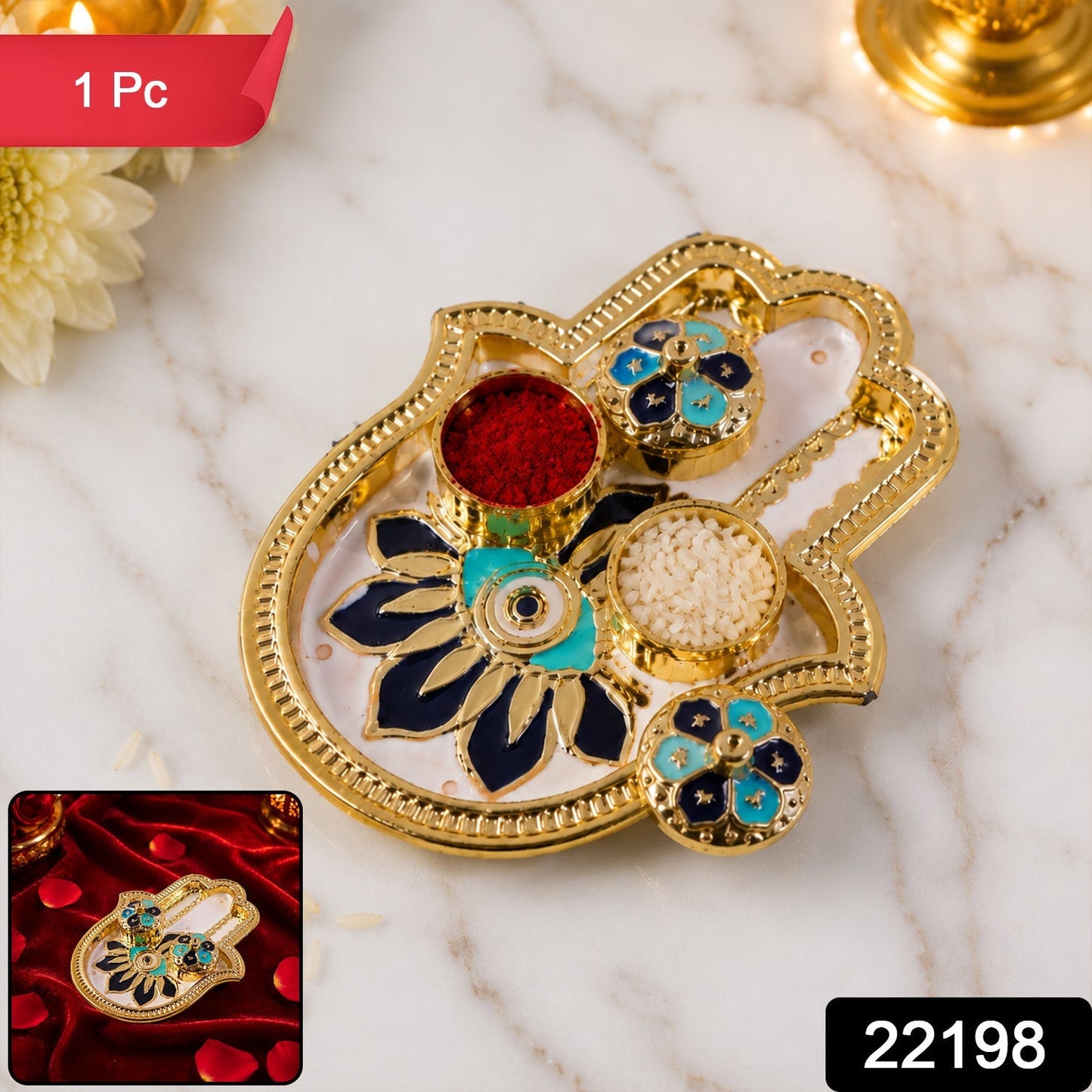 Pack of hand-shaped kankavati kumkum holders for religious ceremonies