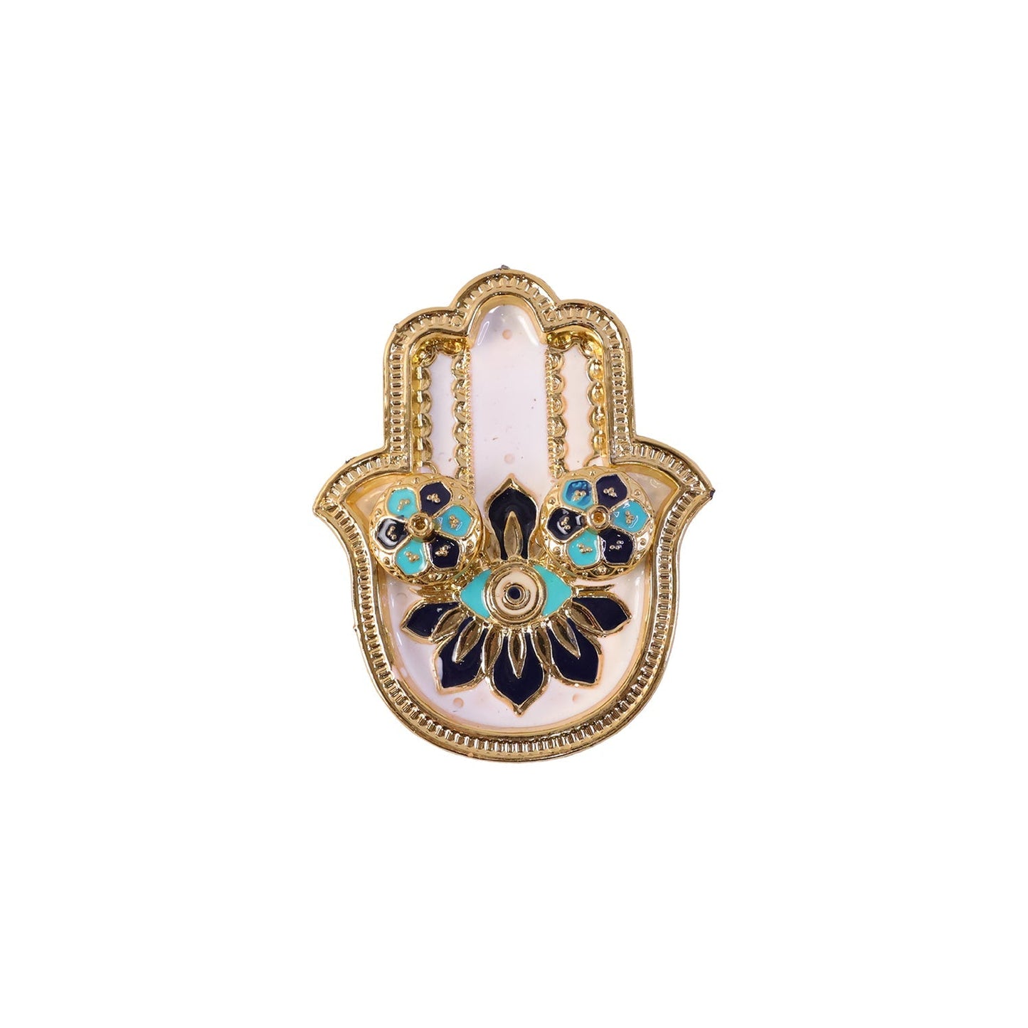 White background showing detailed view of hand-shaped kankavati