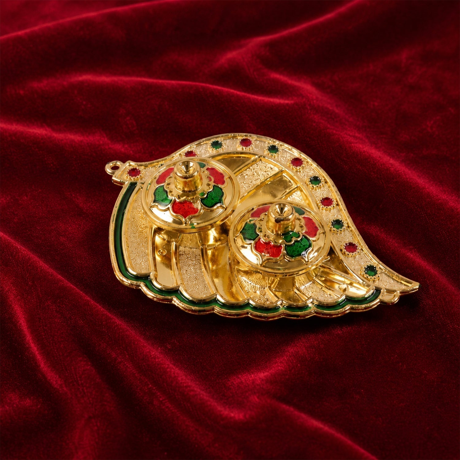 Design view of mango kankavati with jewel accents