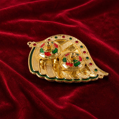Design view of mango kankavati with jewel accents