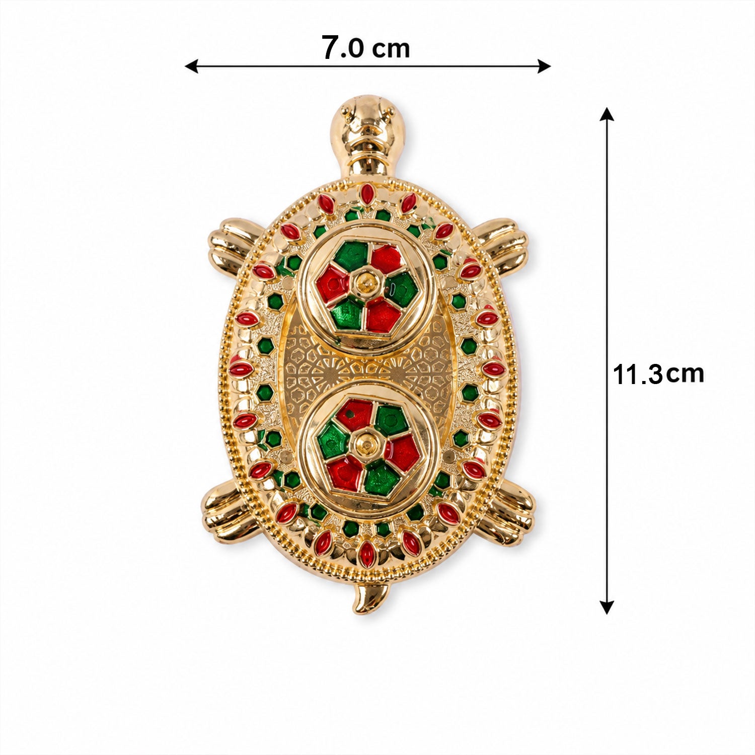 Size guide for tortoise-shaped kumkum holder