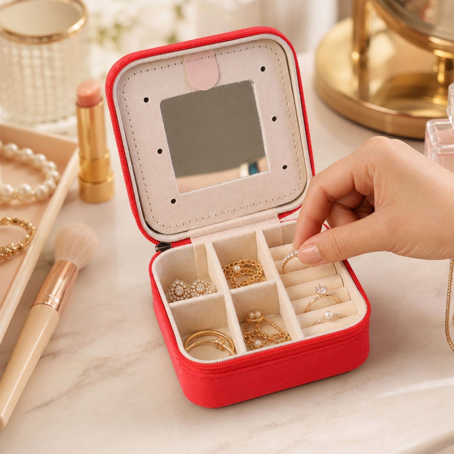 Jewelry organizer mirror use for dressing