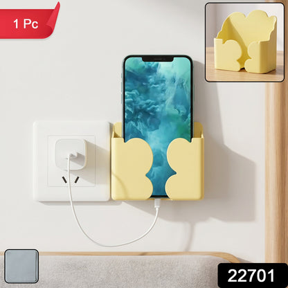 Compact wall mount phone holder with retail packaging to showcase its features.