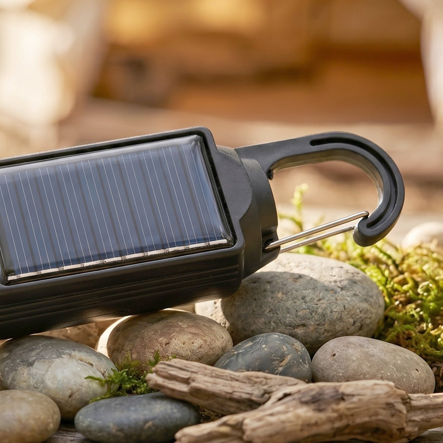 Built-in carabiner hook on solar camping lamp for hanging