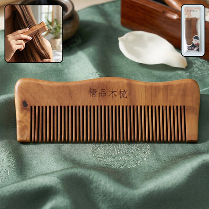 Anti-static wooden comb ideal for detangling and scalp massage