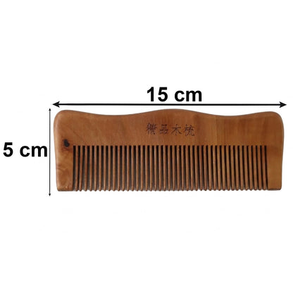 Size guide for wooden hair comb showing dimensions of product