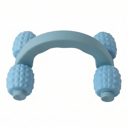 Blue handheld massager on a white background.