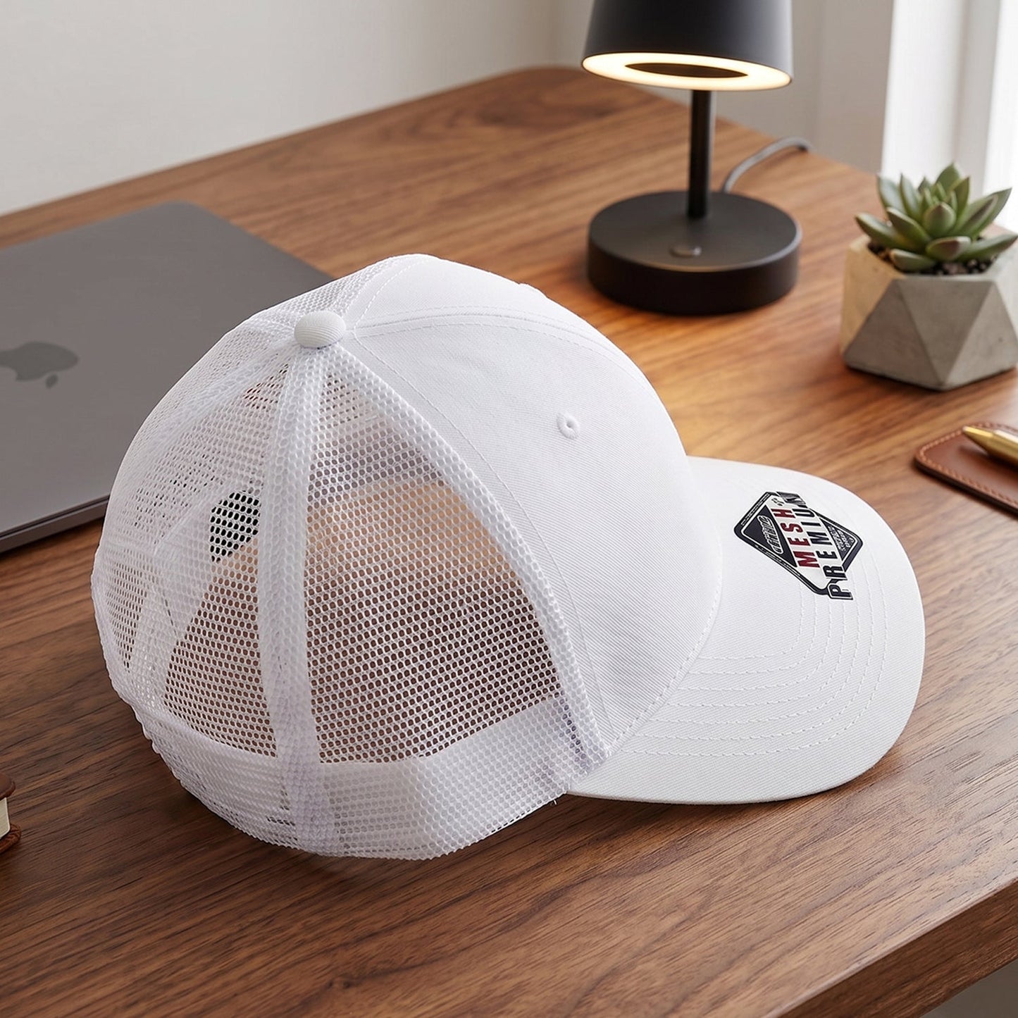 White mesh baseball cap for casual outdoor wear