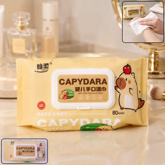 Pack of soft wet wipes with gentle cleansing tissues, perfect for hand, face & baby care