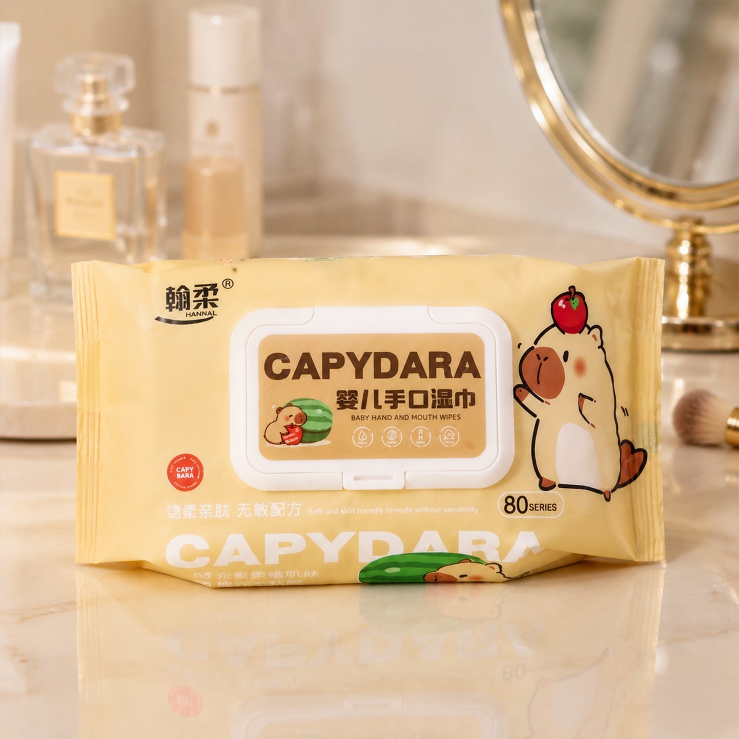 Wet wipes used for hand, face, & baby cleansing on-the-go