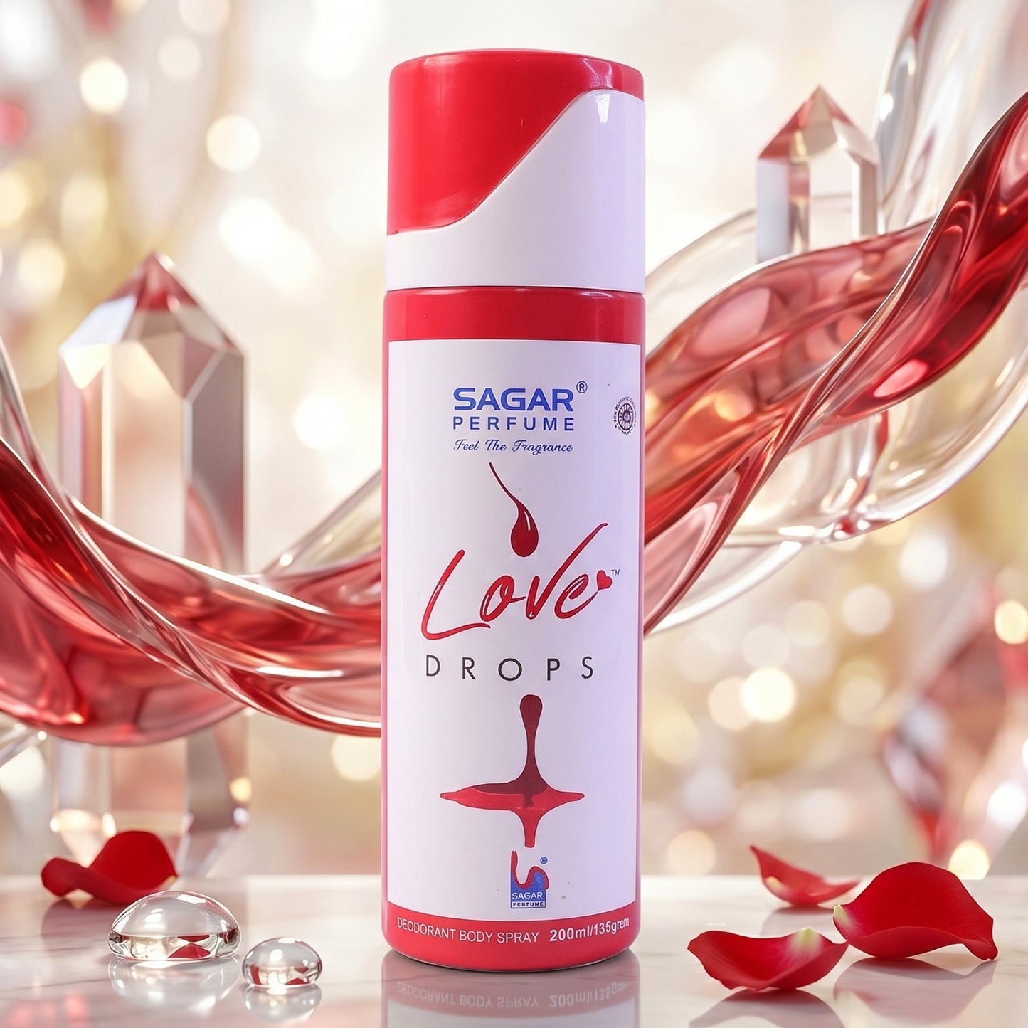 Love Drops unisex perfume body spray in white can