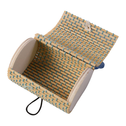 Empty mini bamboo gift box on white background