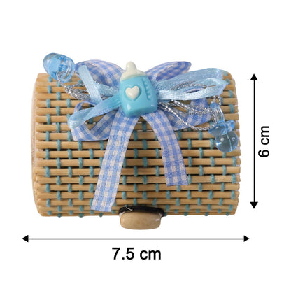 Mini bamboo gift box with dimensions on white background