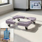 Adjustable washing machine stand with wheels showing mobility feature